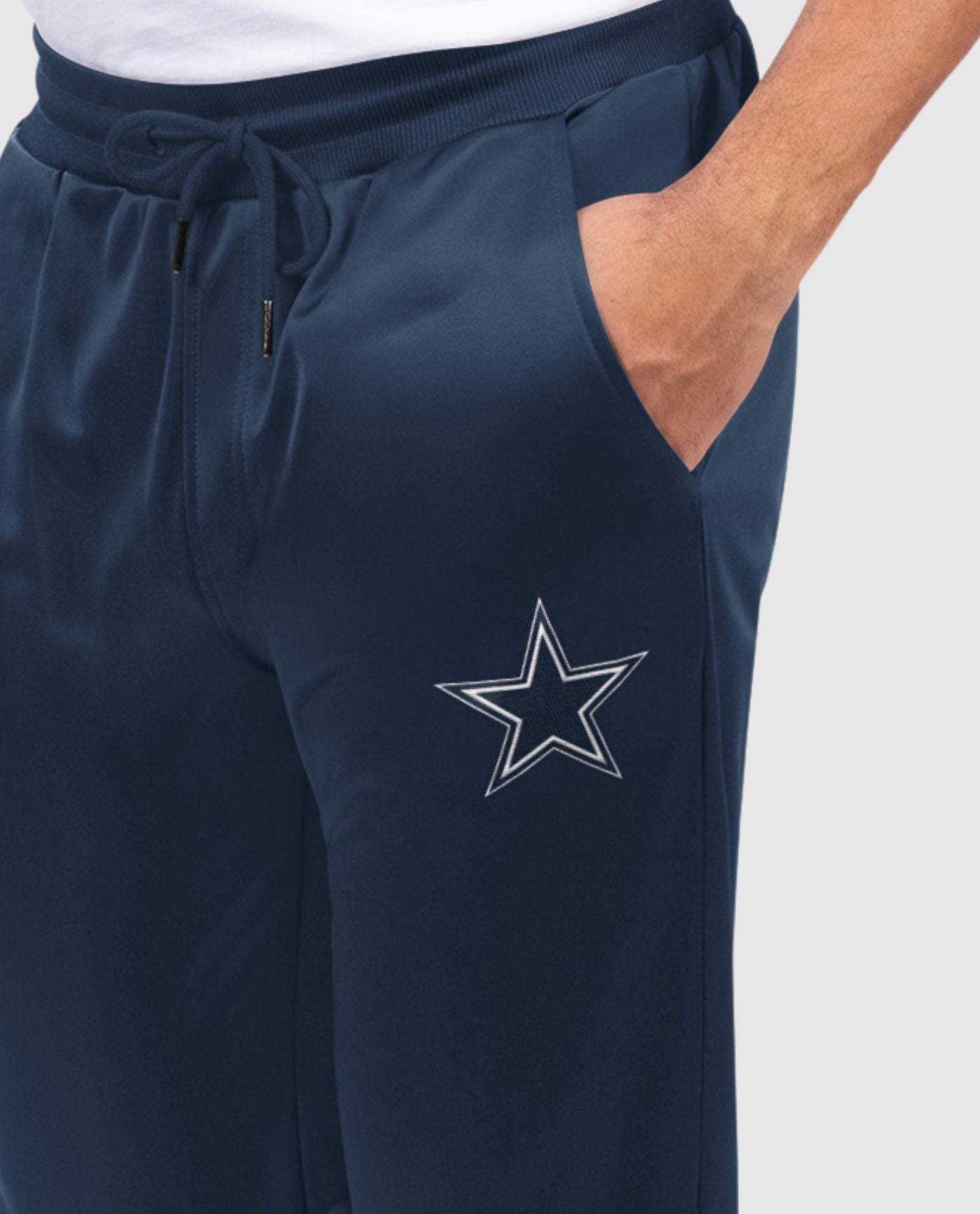 Front Logo on Pocket of Dallas Cowboys Backfield Tricot Jogger | Cowboys Navy