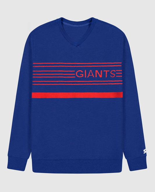 Front of New York Giants Jacquard Pullover Sweater | Giants Blue