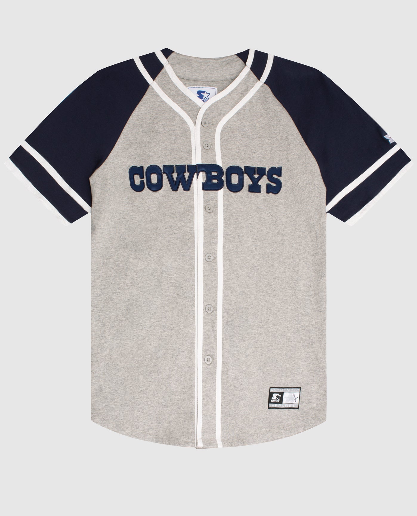 Starter Dallas Cowboys Button-Front Cotton Baseball Jersey XL / Cowboys Gray Mens Sportswear