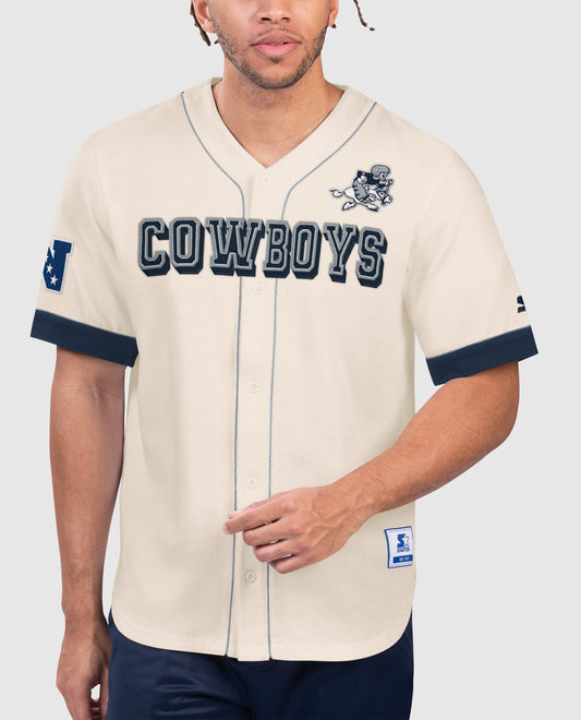 Front of Dallas Cowboys Relay Retro Baseball Jersey | Cowboys Off White