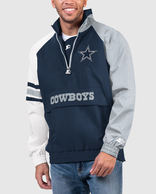 Front of Dallas Cowboys Elite Half-Zip Nylon Pullover | Cowboys Navy