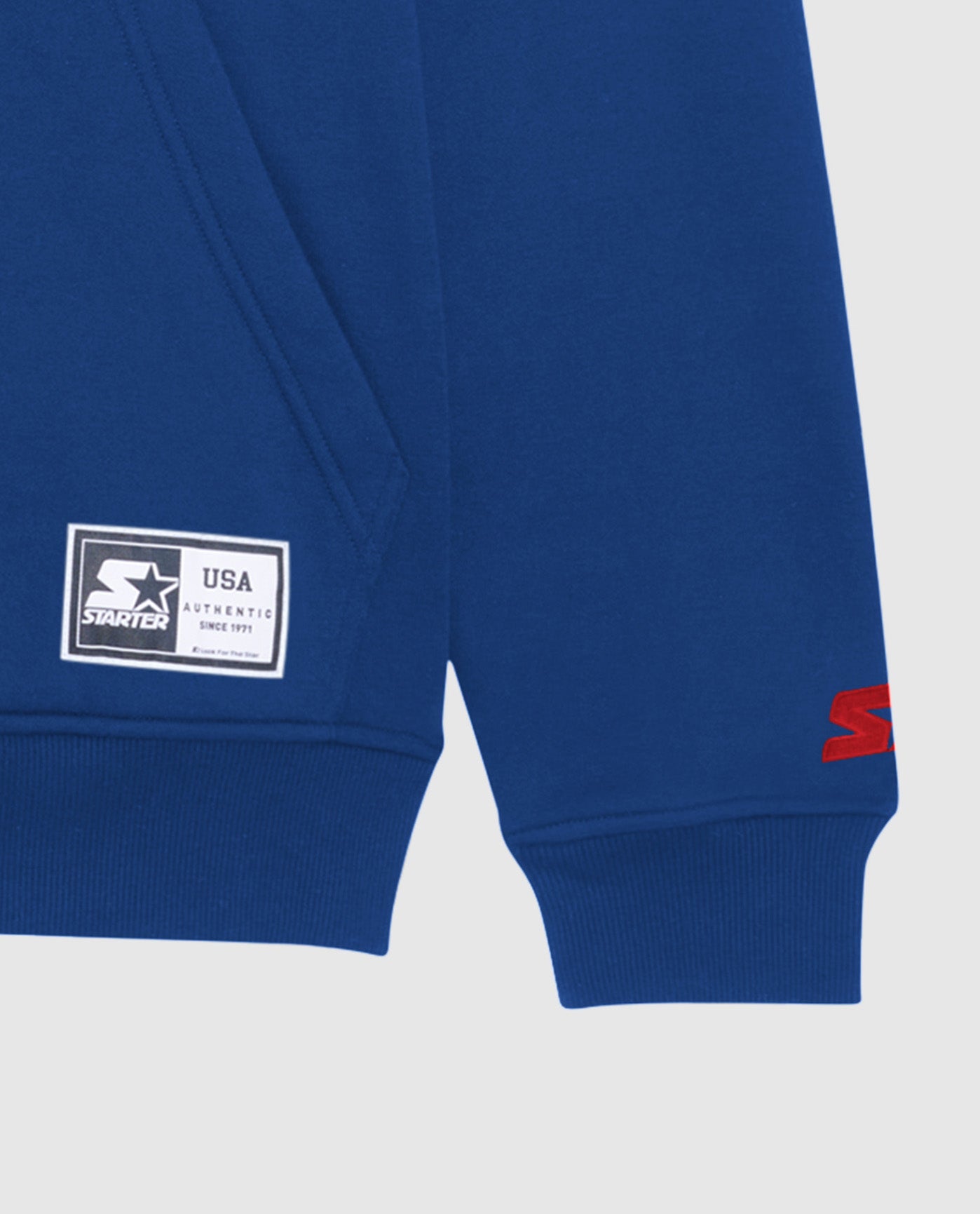 Sleeve Cuff of Starter Jimmy Pullover Hoodie Royal Blue | Royal Blue