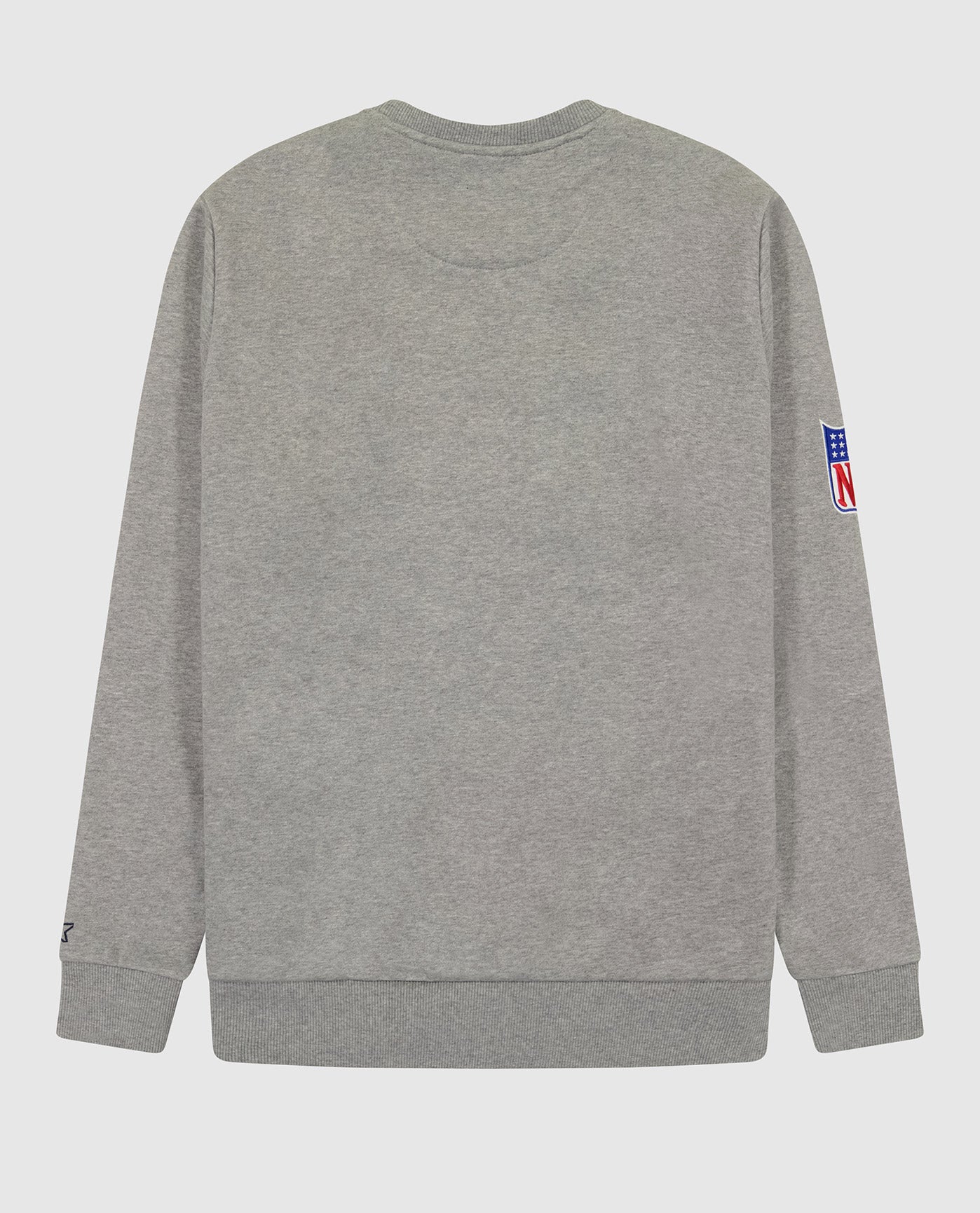 Back of New York Giants Crew Neck Sweatshirt With Zip Pockets | Giants Heather Grey
