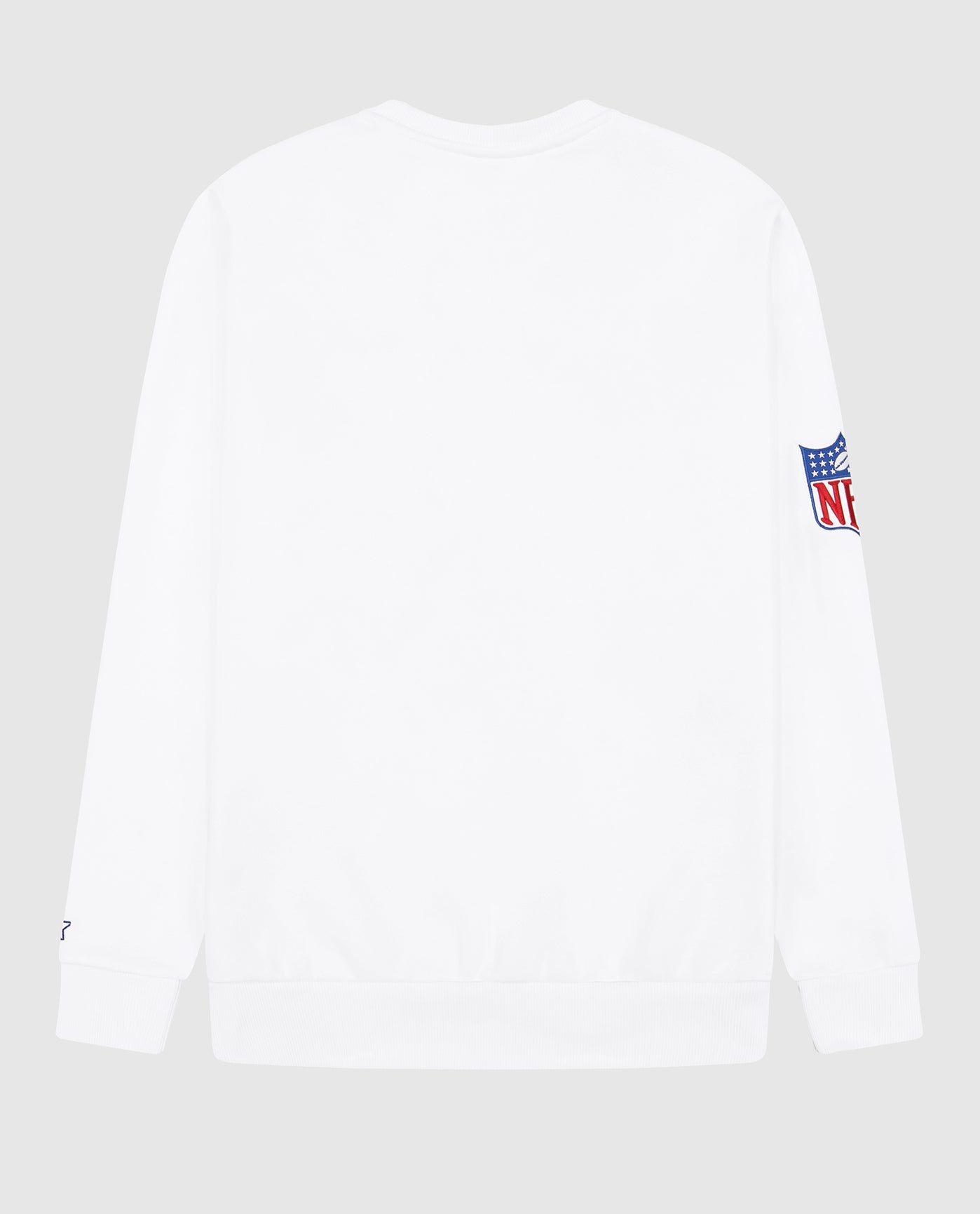 Back of Buffalo Bills Crew Neck Sweatshirt With Zip Pockets | Bills White