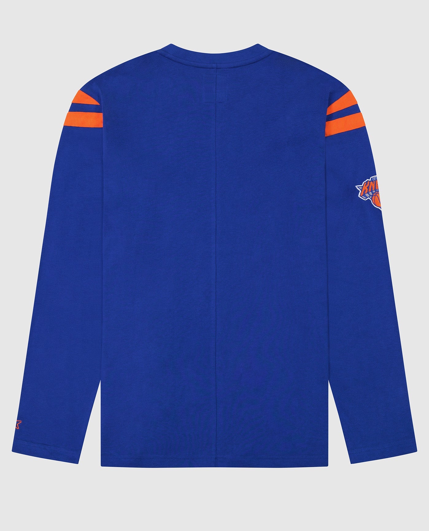 Back of New York Knicks Elite Long Sleeve Shirt | Knicks Blue