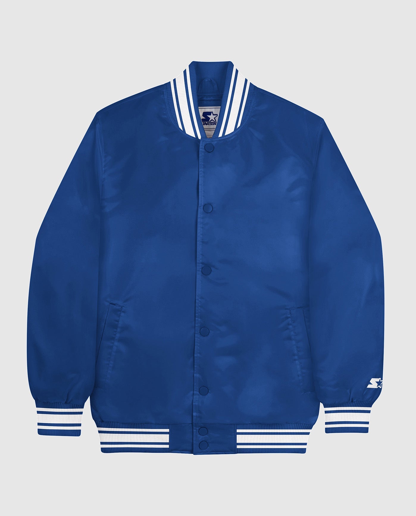 White & Royal Blue Satin Varsity Jacket - 2023