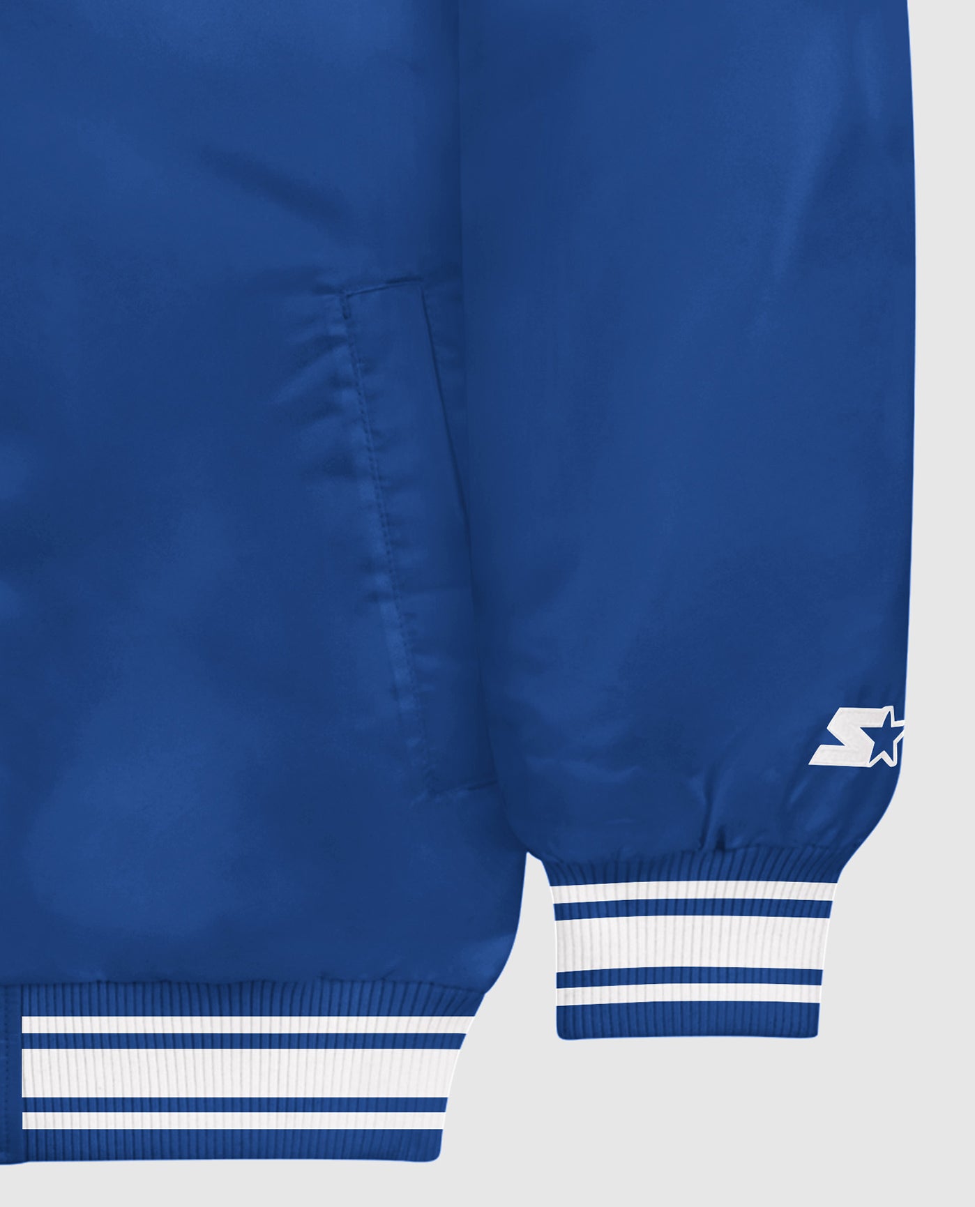 Sleeve Cuff Of Starter Locker Room Full-Snap Satin Jacket Royal Blue | Royal Blue
