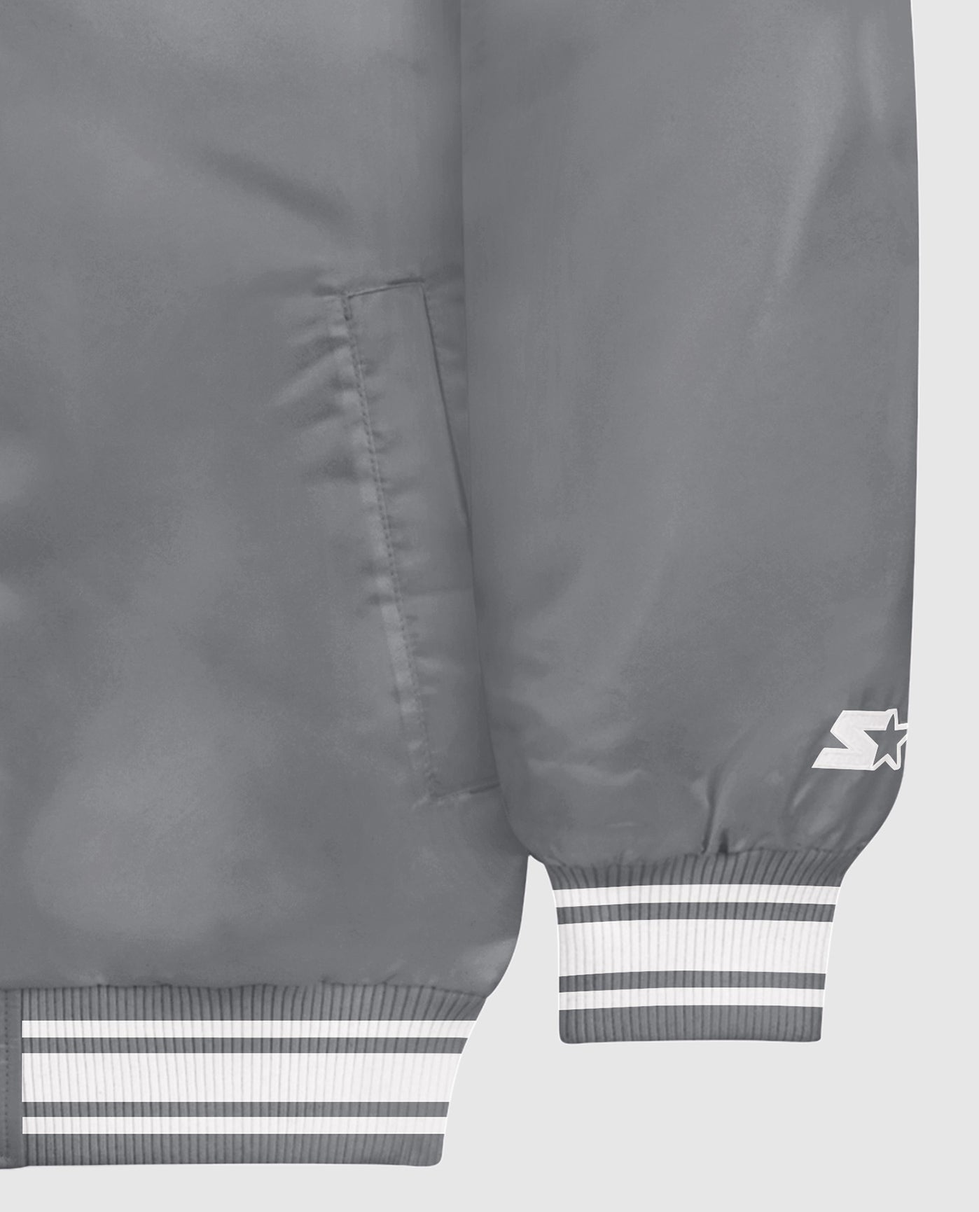 Sleeve Cuff Of Starter Locker Room Full-Snap Satin Jacket Heather Grey | Heather Grey