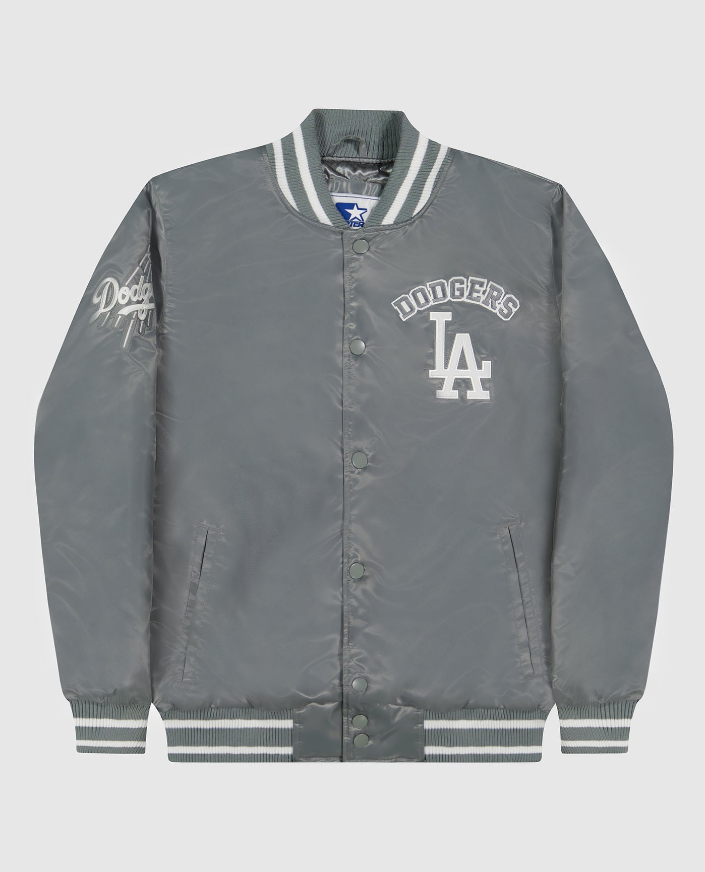 Men's Starter Royal/Gray Los Angeles Dodgers Varsity Tri-Color Satin Full-Snap Jacket