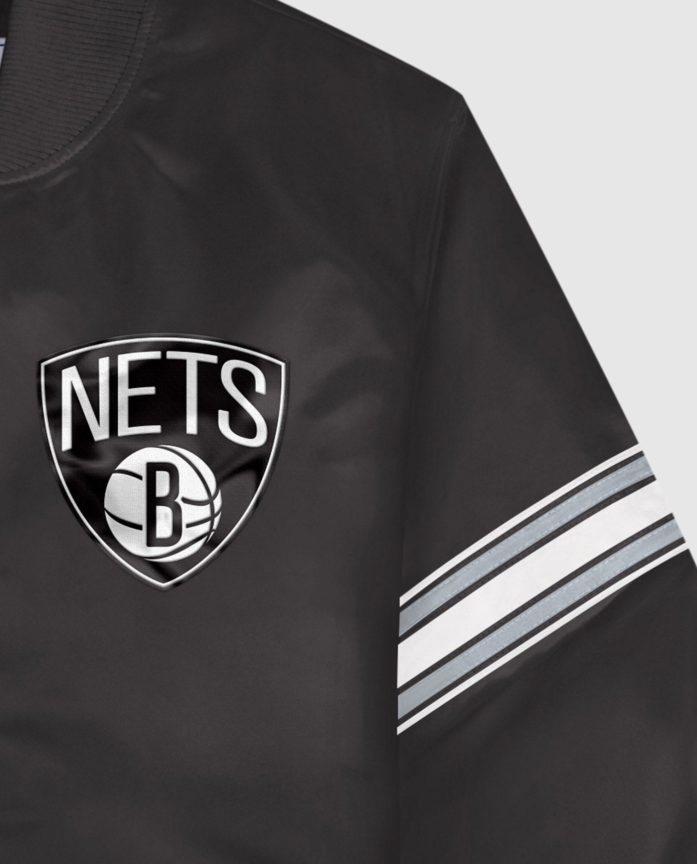 Brooklyn Nets Twill Applique Logo And Color Stripe Sleeve | Black