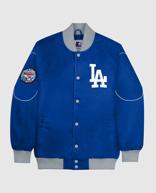 Front Of Los Angeles Dodgers Nylon Full-Snap Jacket | Dodgers Blue