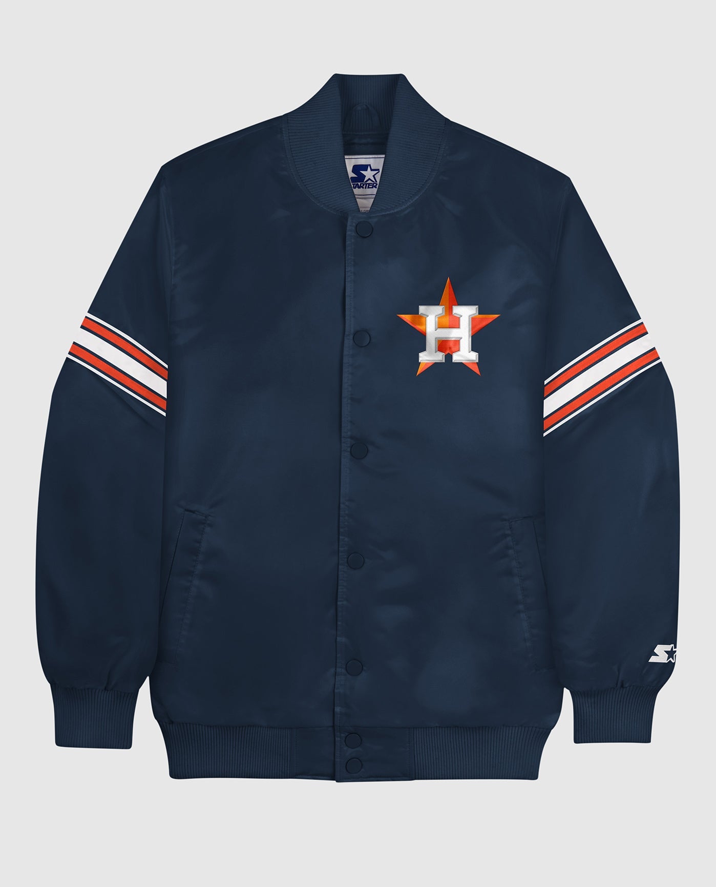 Men's Houston Astros Starter Navy/Cream Vintage Varsity Satin Full-Snap  Jacket