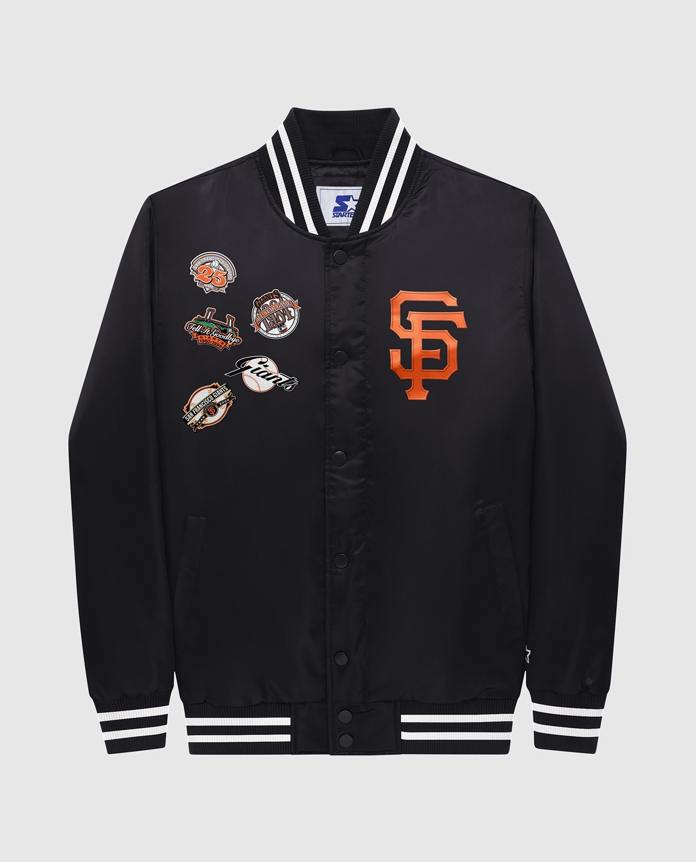 Starter Black San Francisco Giants Varsity Satin Full-Snap Jacket L / Black