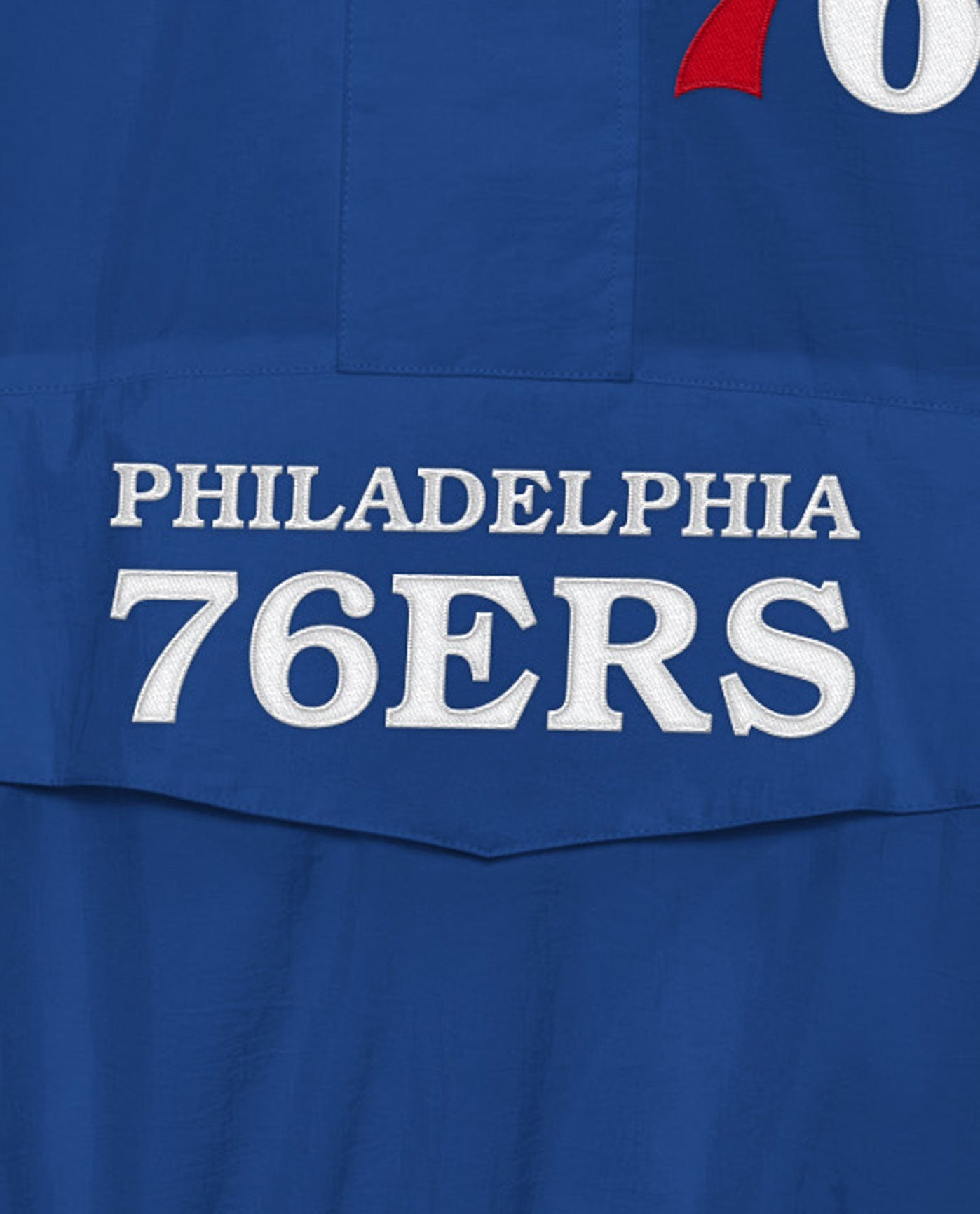 Team Name On Front Of Philadelphia 76ers Home Team Half-Zip Jacket | 76ers Blue