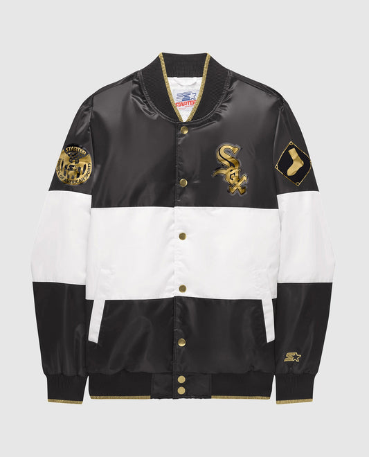 Front of Ty Mopkins Chicago White Sox Satin Full-Snap Jacket | Black