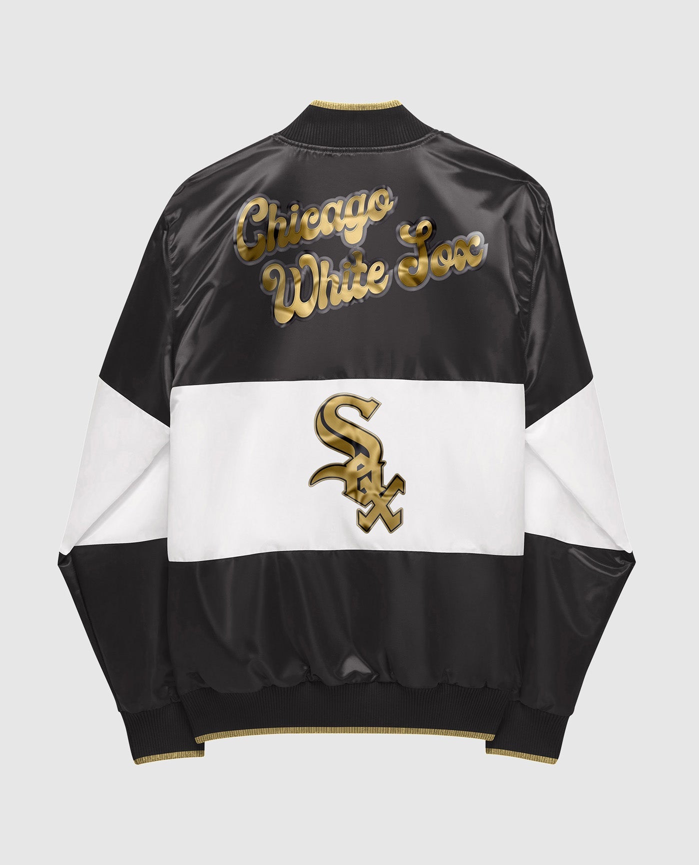 Back of Ty Mopkins Chicago White Sox Satin Full-Snap Jacket | Black