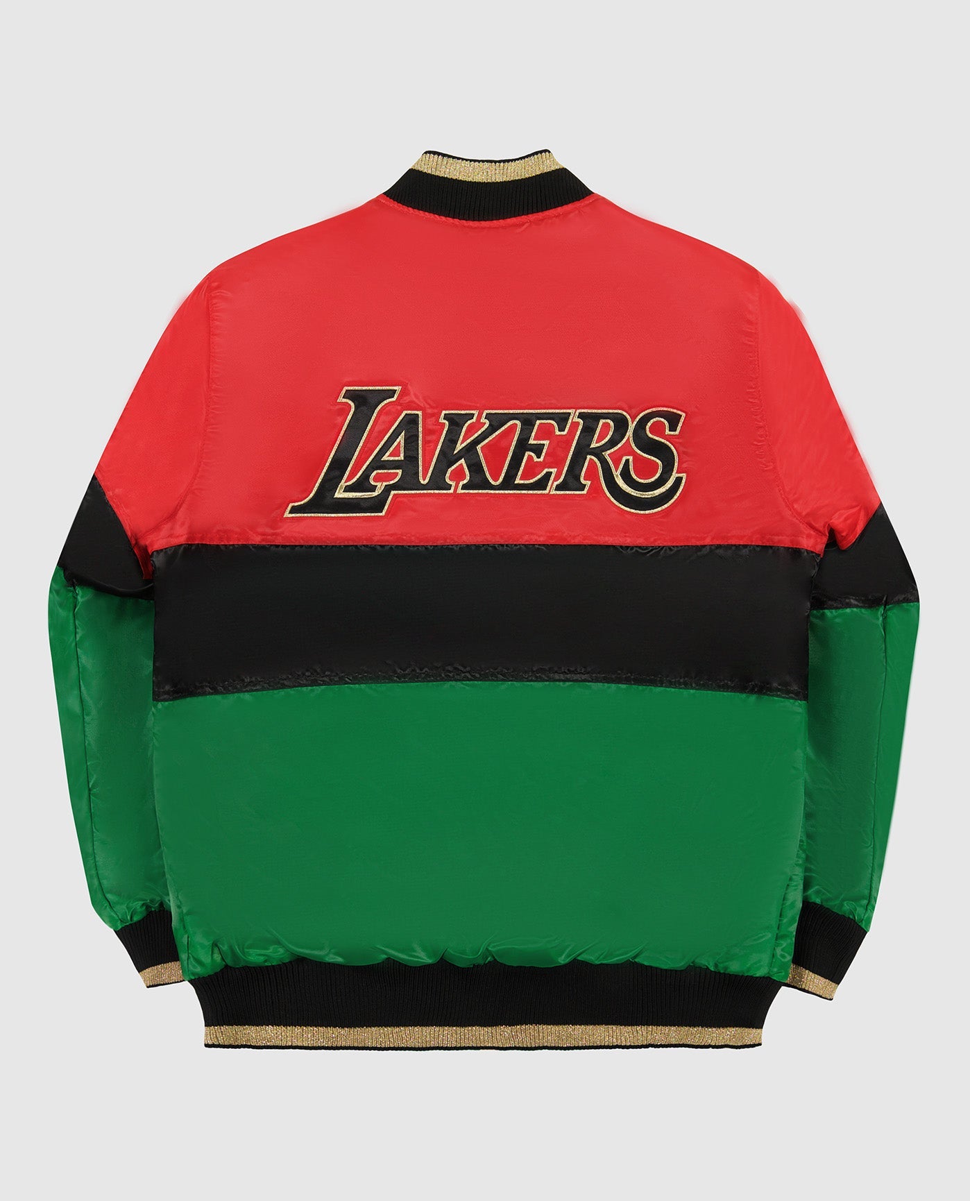 Back of Los Angeles Lakers Black History Month Full-Zip Jacket | Lakers Red Black Green