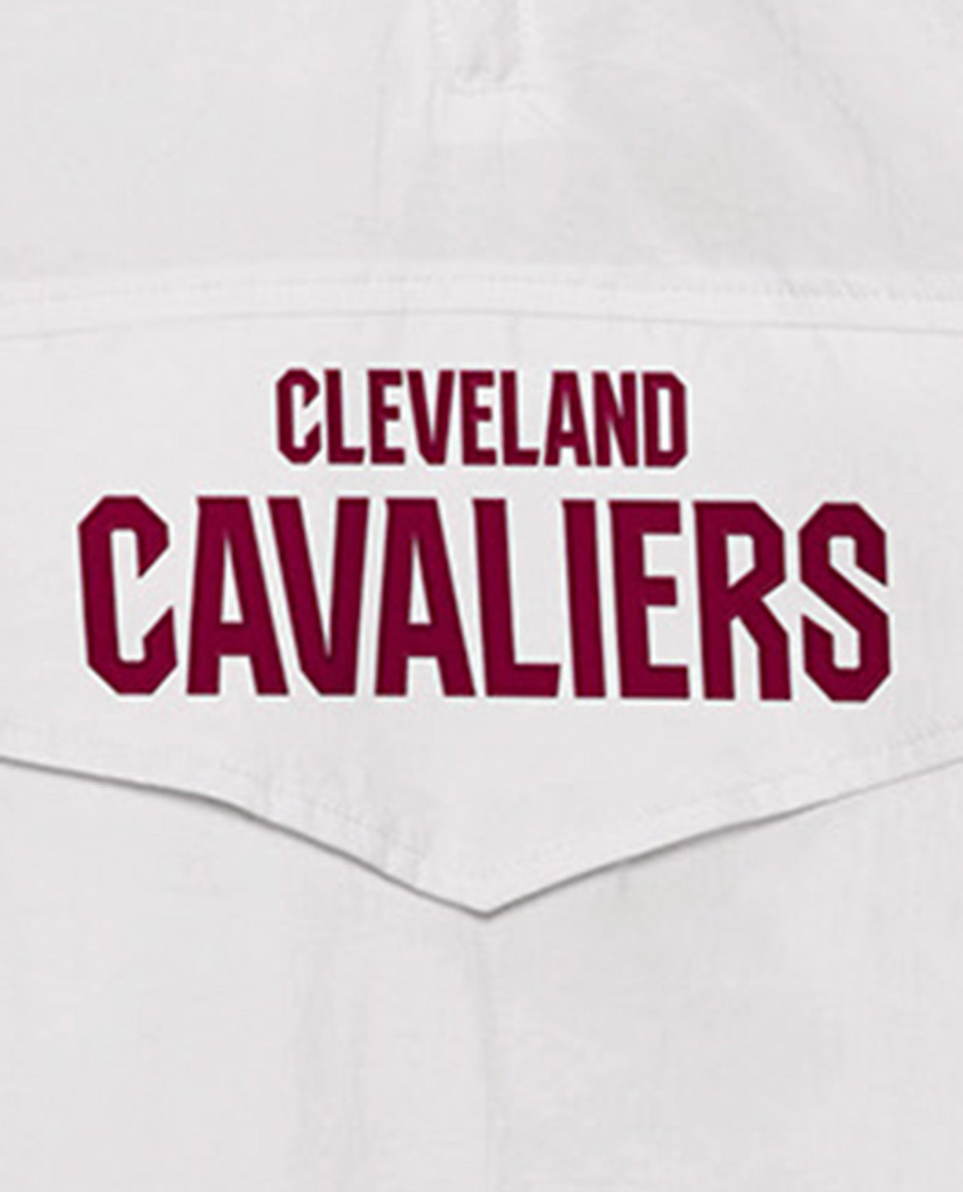 Team Name On Front Pocket Of Cleveland Cavaliers Breakaway Nylon Half-Zip Jacket | White