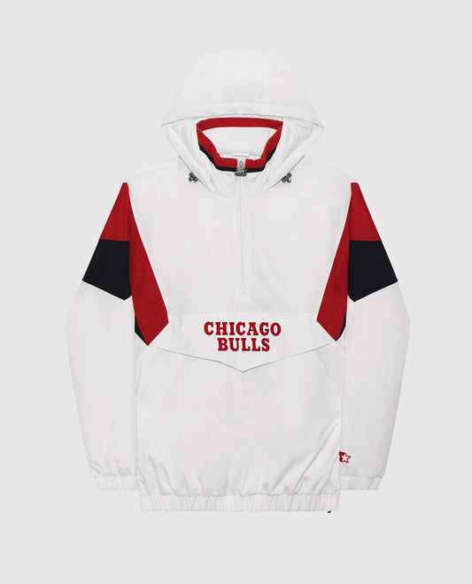 Front Of Chicago Bulls Breakaway Nylon Half-Zip Jacket | White