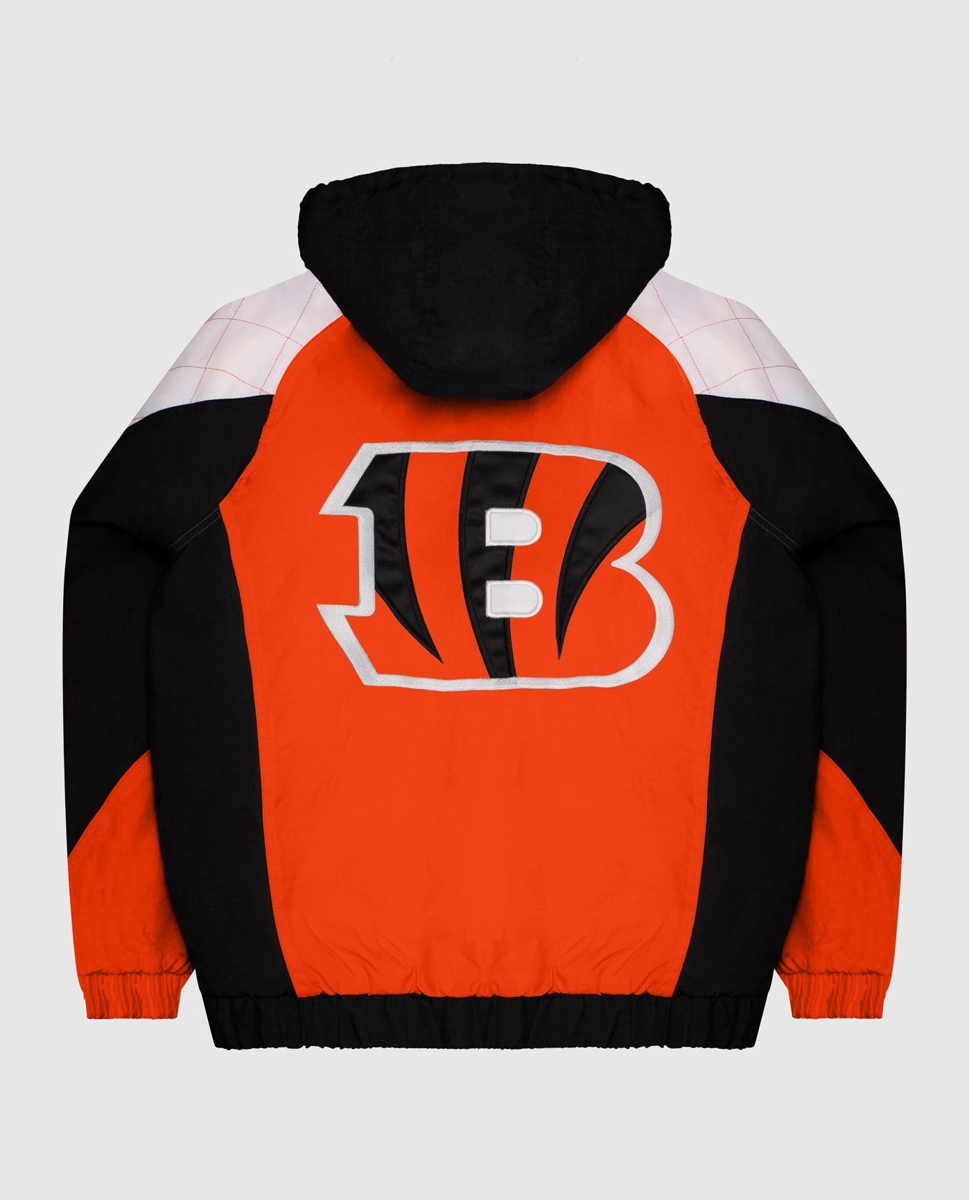 Back Of Cincinnati Bengals Hooded Nylon Half-Zip Jacket | Black