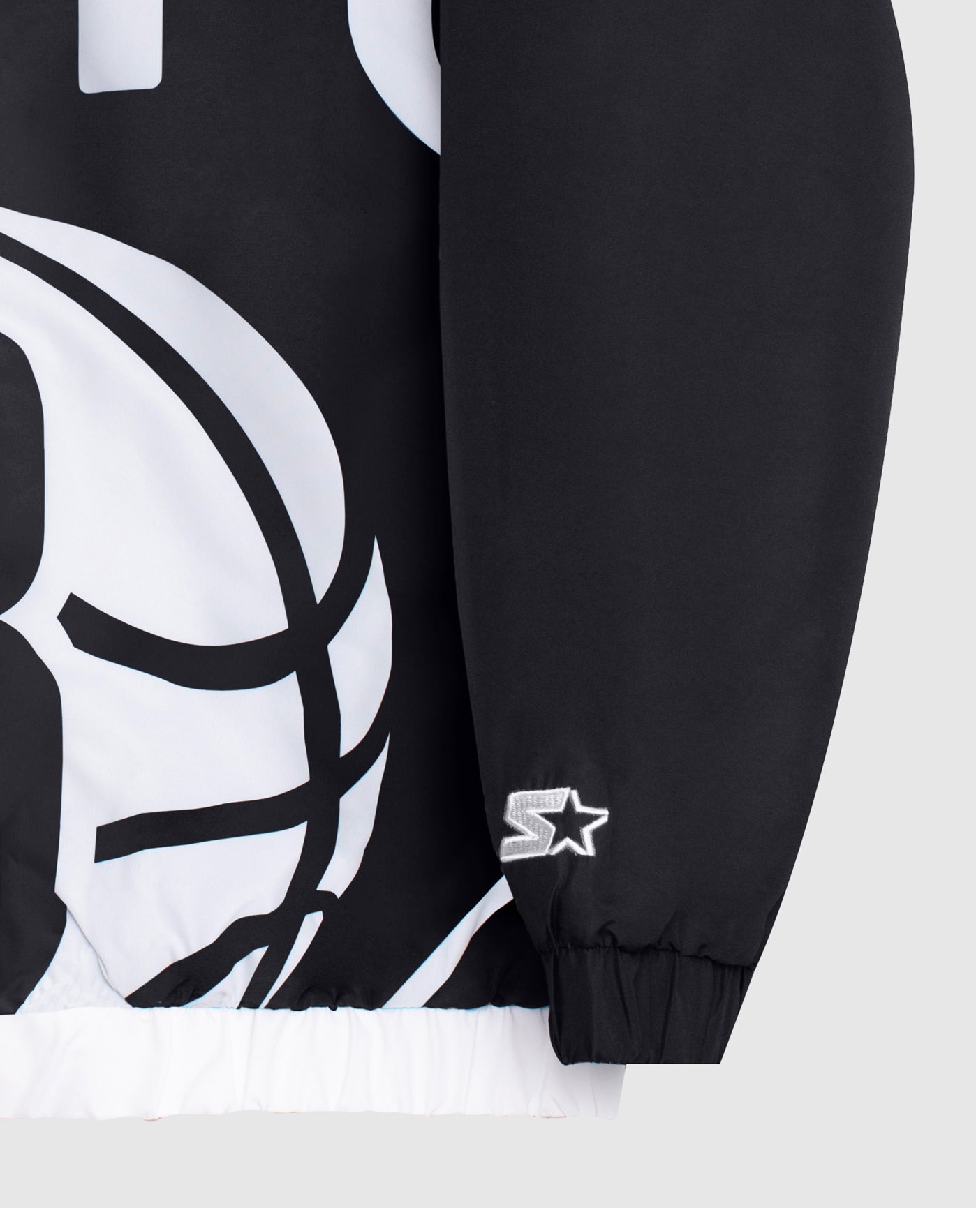 Sleeve Cuff Of Brooklyn Nets Hooded Nylon Full-Zip Jacket | Black