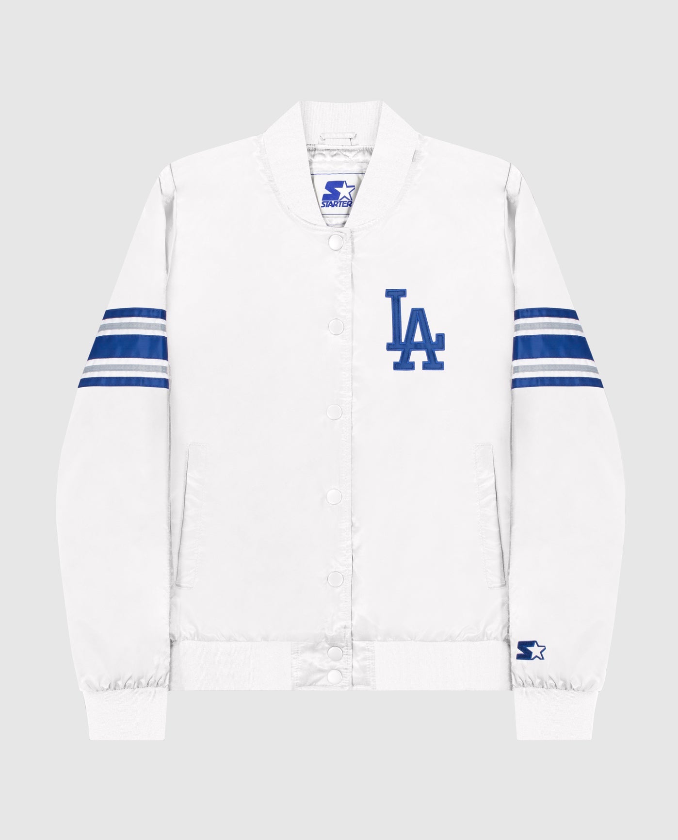 Los Angeles Dodgers Starter Slider Satin Full-Snap Varsity Jacket - Gray