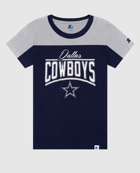 Starter Navy Women's Dallas Cowboys Rhinestones V-Neck Shirt