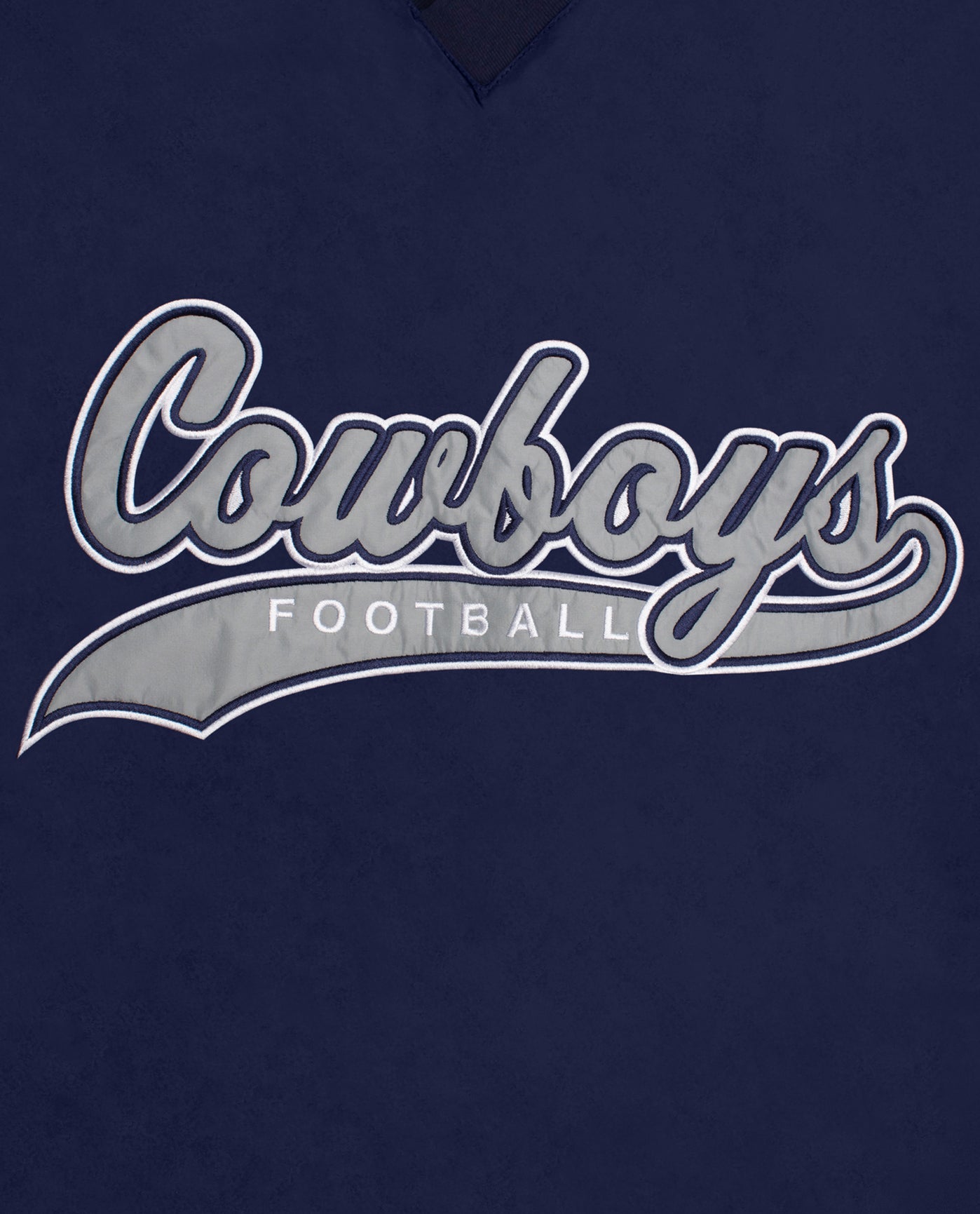 Team Name On Chest Of Dallas Cowboys Nylon Pullover Windbreaker | Cowboys Navy