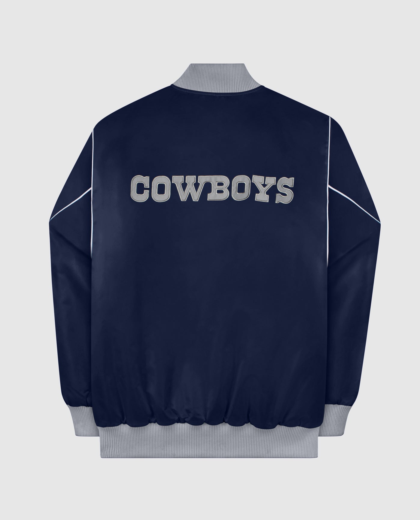 Back Of Dallas Cowboys Snap-Front Bomber Jacket | Cowboys Navy