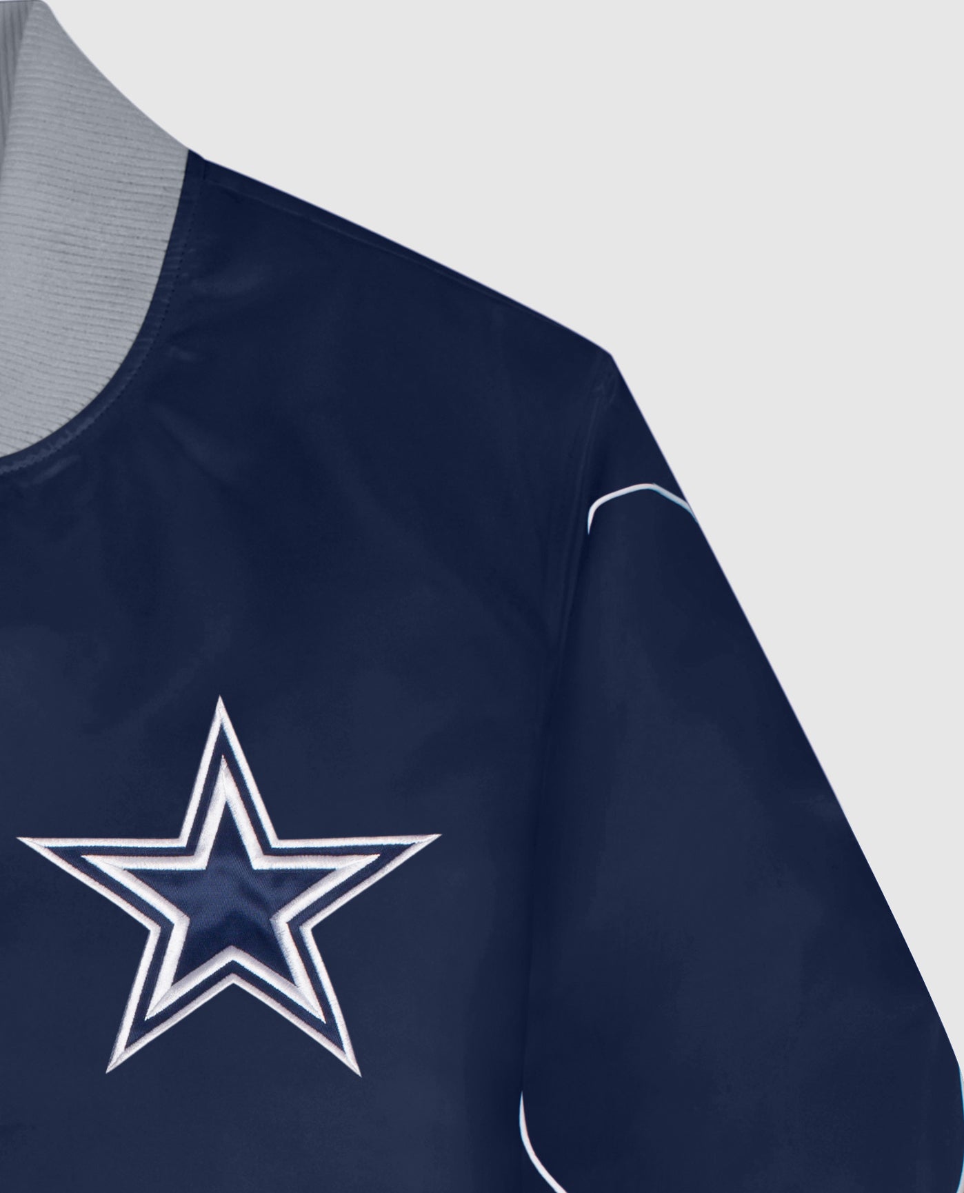 Team Logo On Chest And Right Sleeve Dallas Cowboys Snap-Front Bomber Jacket | Cowboys Navy