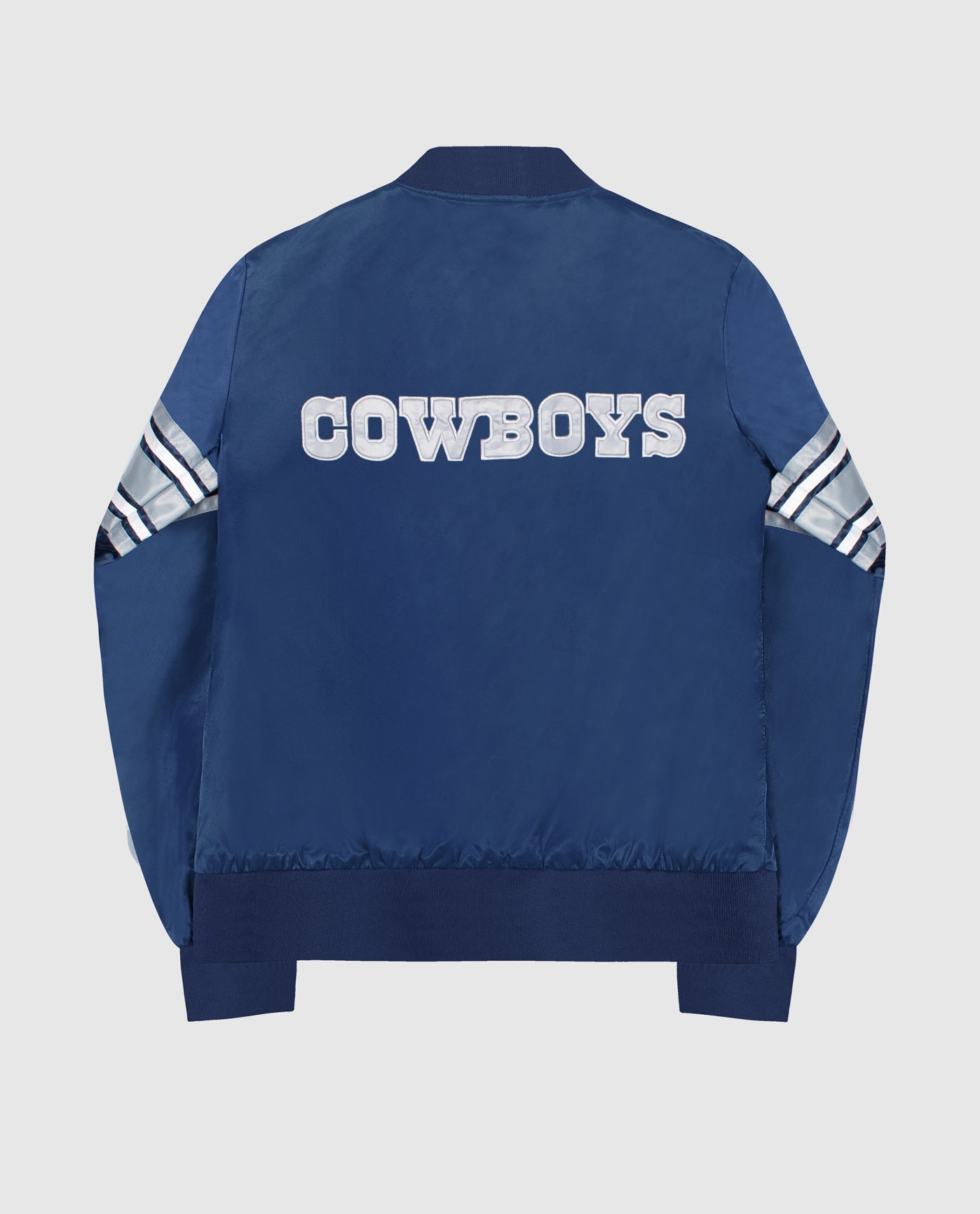 Back Of Women's Dallas Cowboys Snap-Front Satin Jacket | Cowboys Navy
