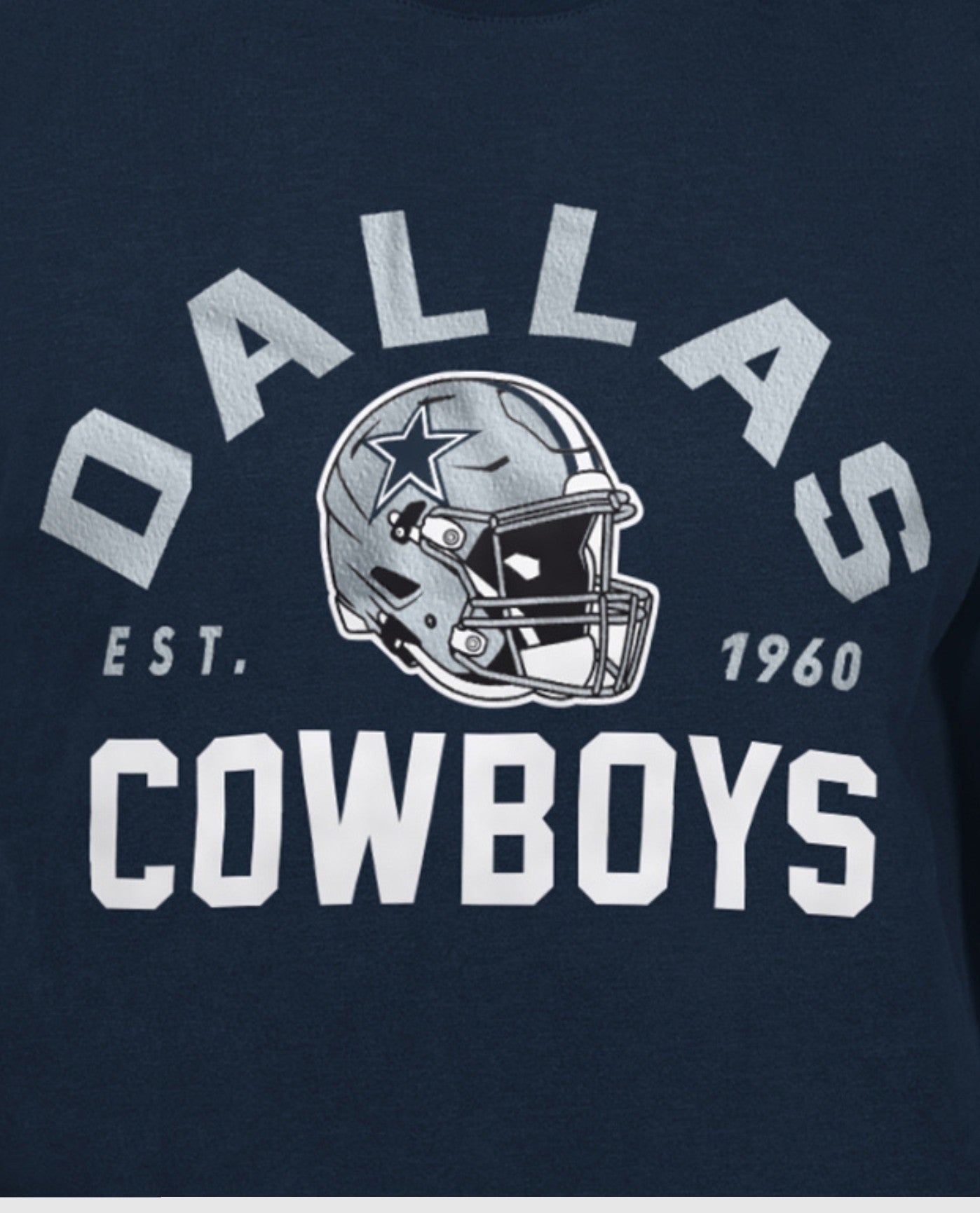 Front Logo on Chest of Dallas Cowboys Hands Off Short Sleeve Tee | Cowboys Navy