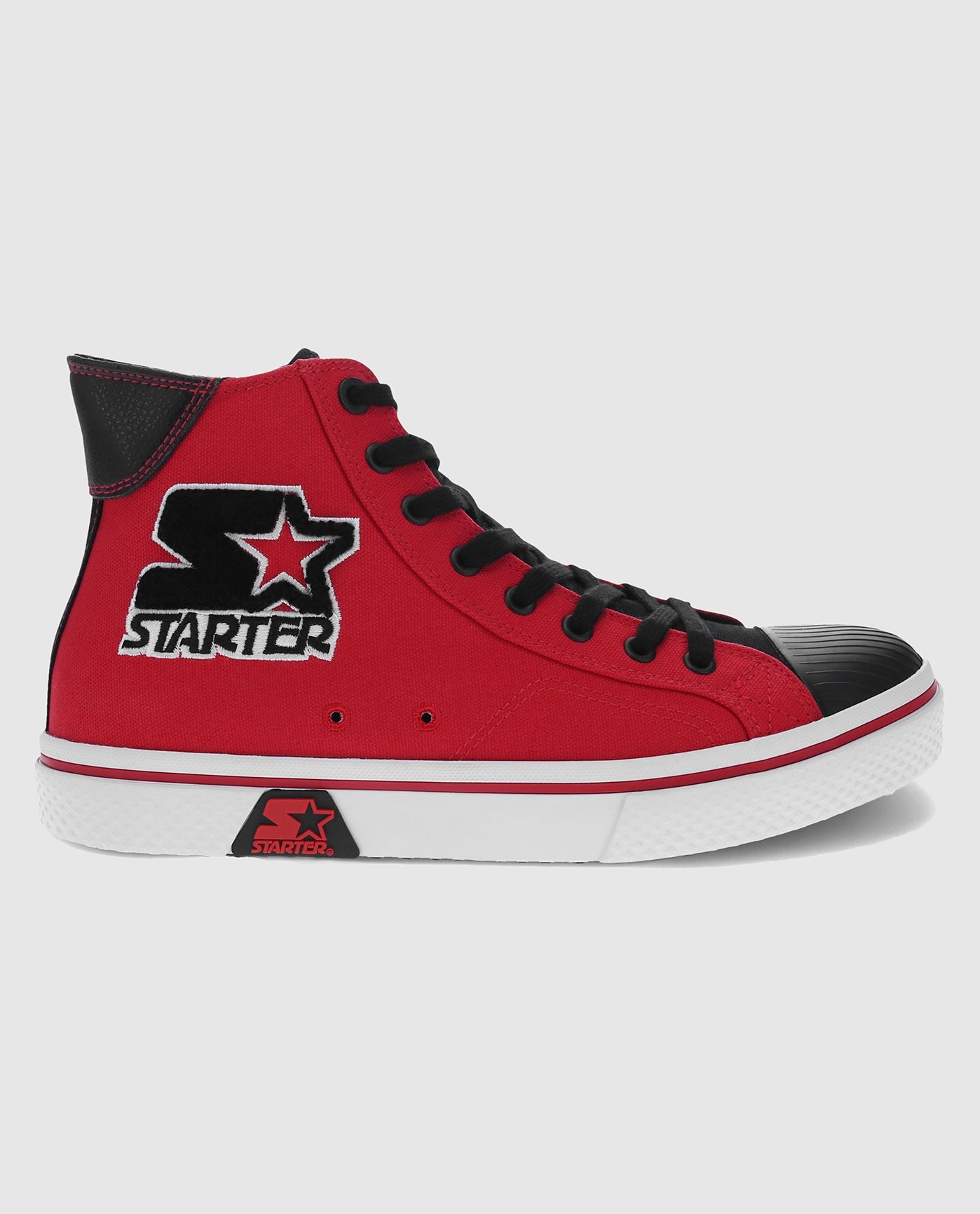 Outside Side View Of Starter Tradition 71 High Red Single Sneaker | Red