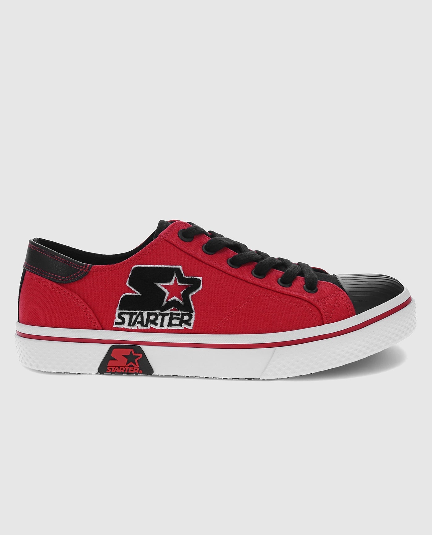Outside Side View Of Starter Tradition 71 Low Red Single Sneaker | Red