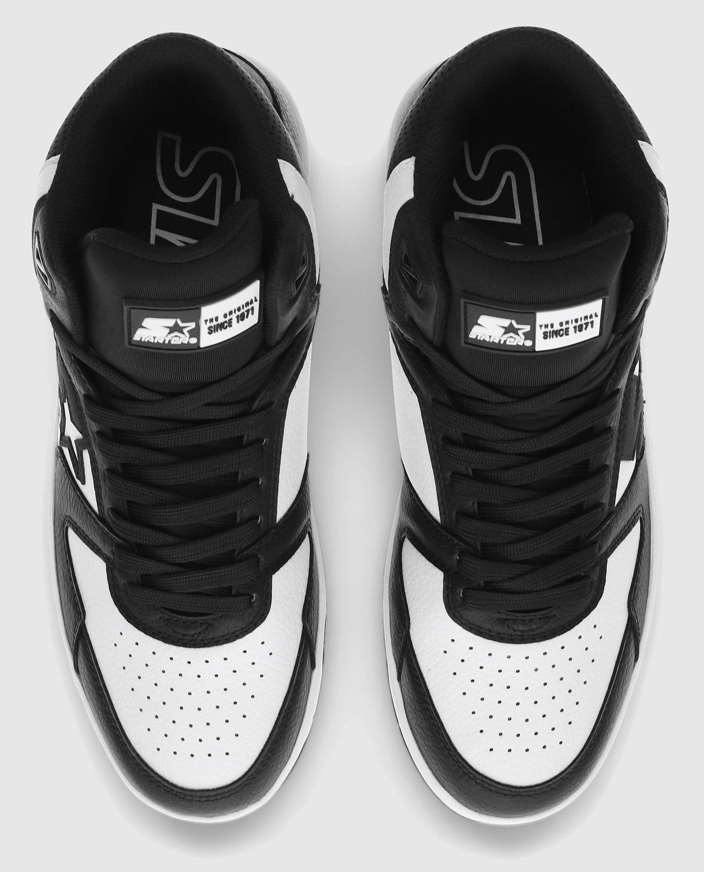 Top Angle Of Starter Breakaway 88 Mid Black Sneaker Pair | Black
