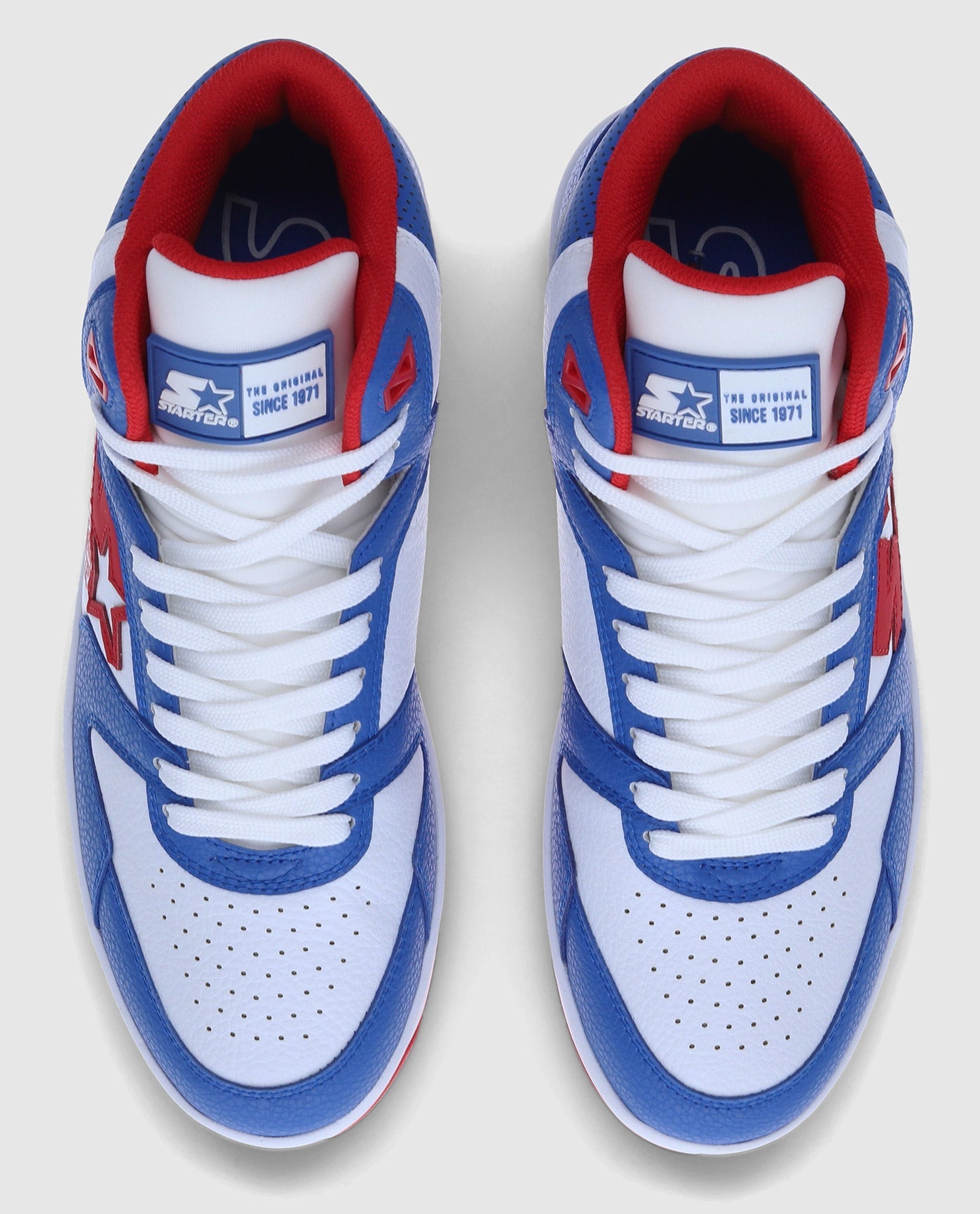 Top Angle Of Starter Breakaway 88 Mid Blue Sneaker Pair | Blue
