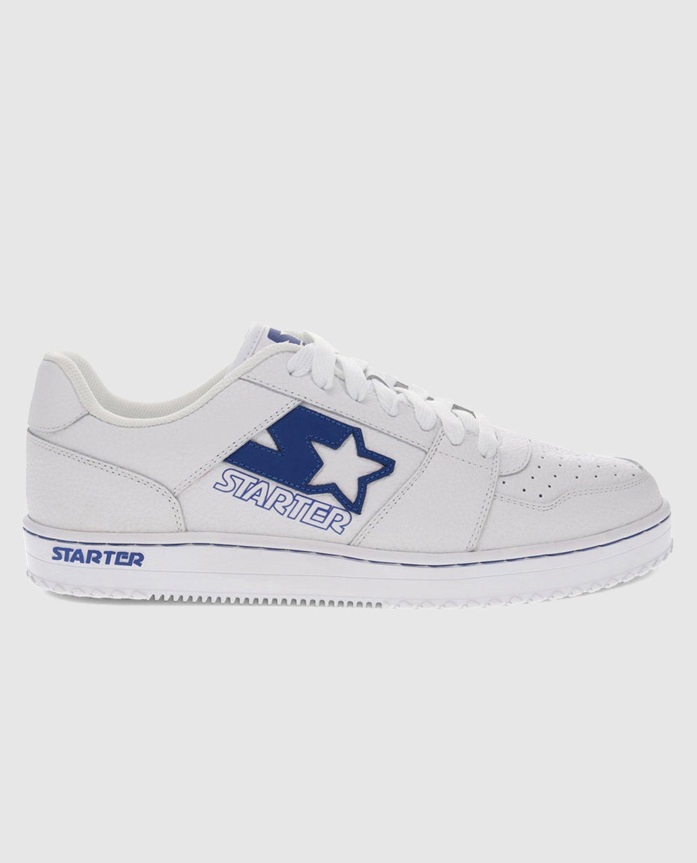 Outside Side View of Blue and White Starter LFS 1 Sneaker | Blue White
