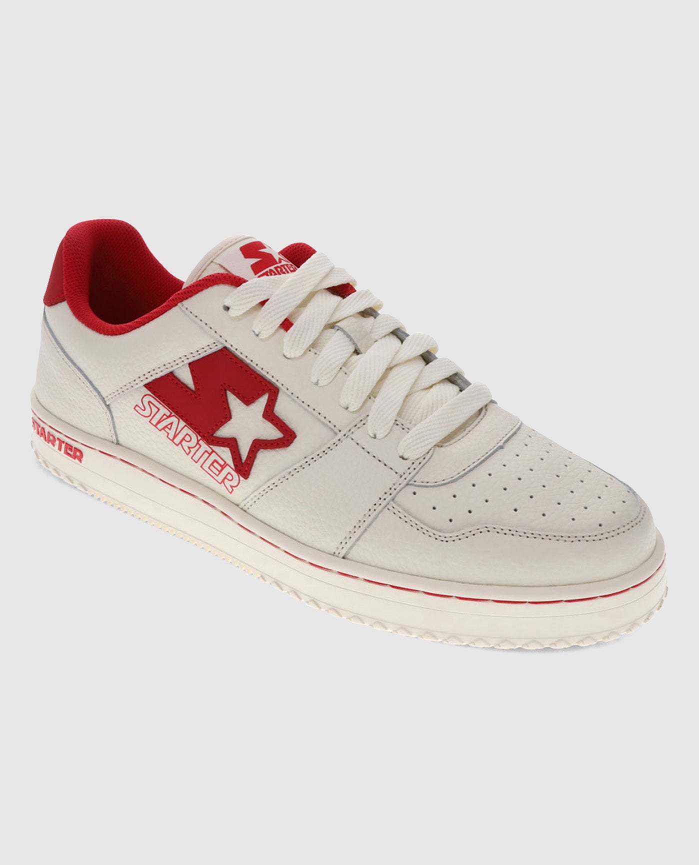 Front of Red and Off White Starter LFS 1 Single Sneaker | Red Off White