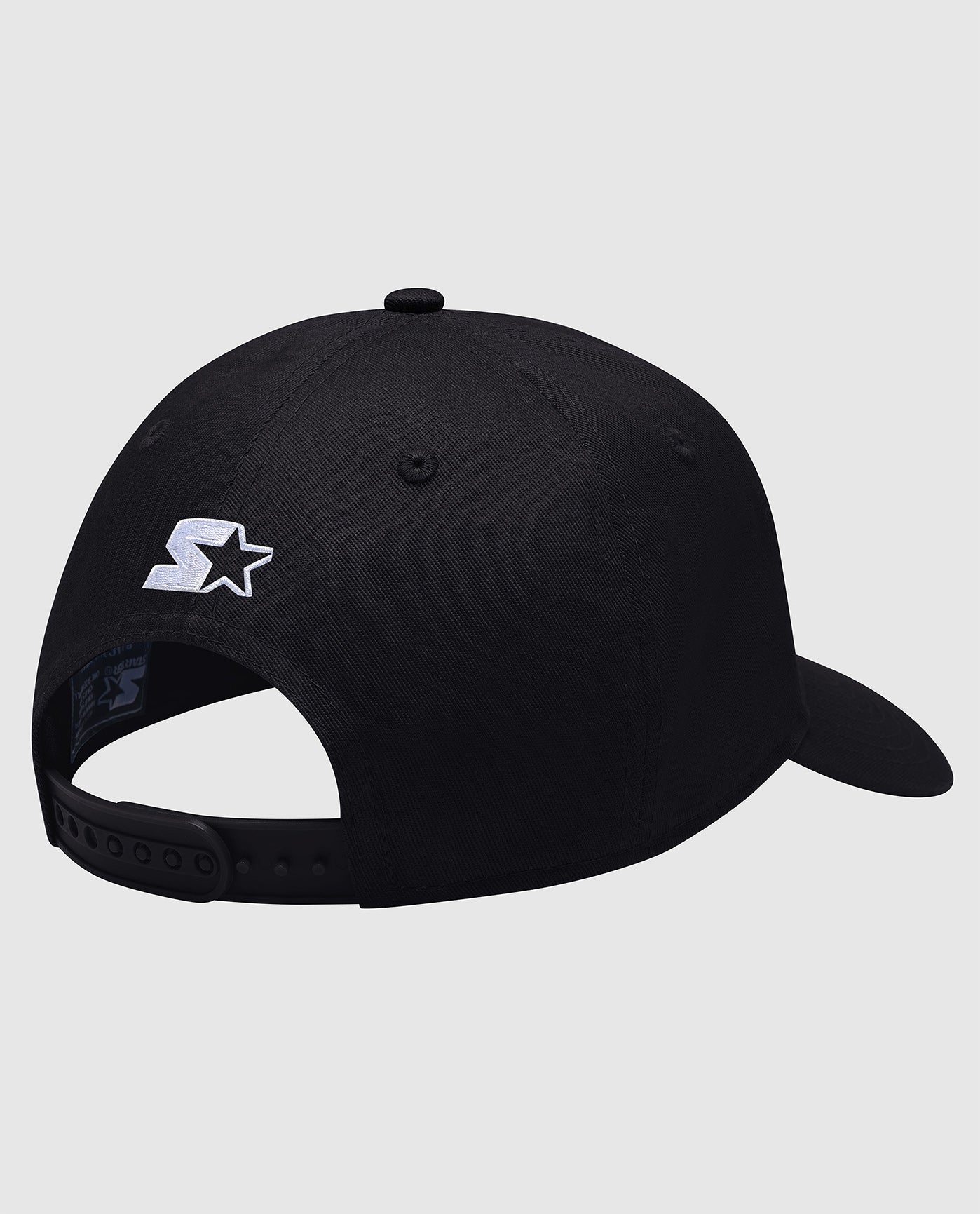 Back of Starter Breeze Snapback Hat Black | Black