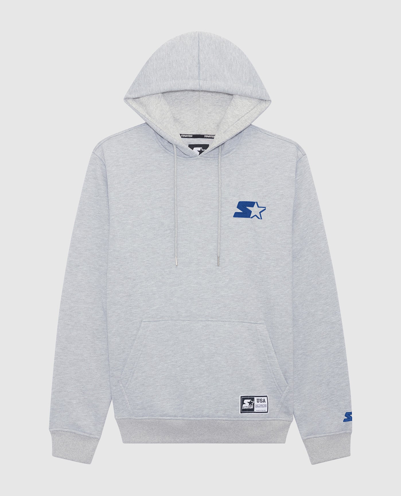 Front of Starter Jimmy Pullover Hoodie Heather Grey | Heather Grey