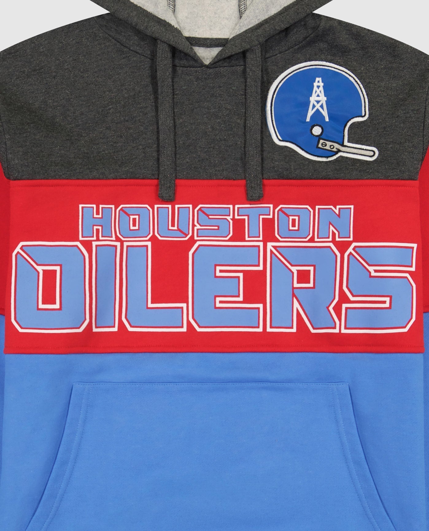 HOUSTON OILERS writing and helmet logo front | Oilers Red Light Blue