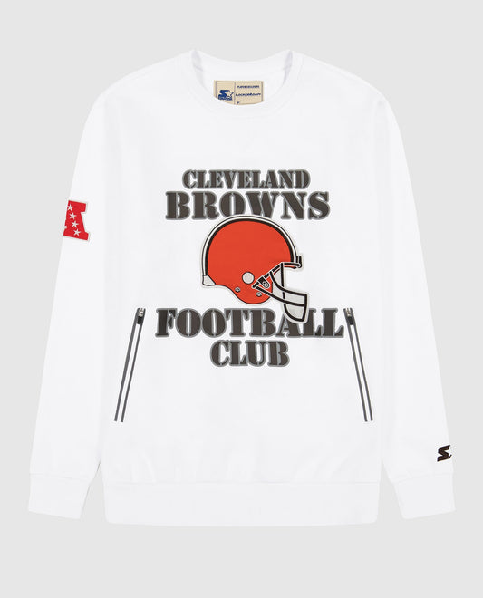 Front of Cleveland Browns Crew Neck Sweatshirt | Browns White