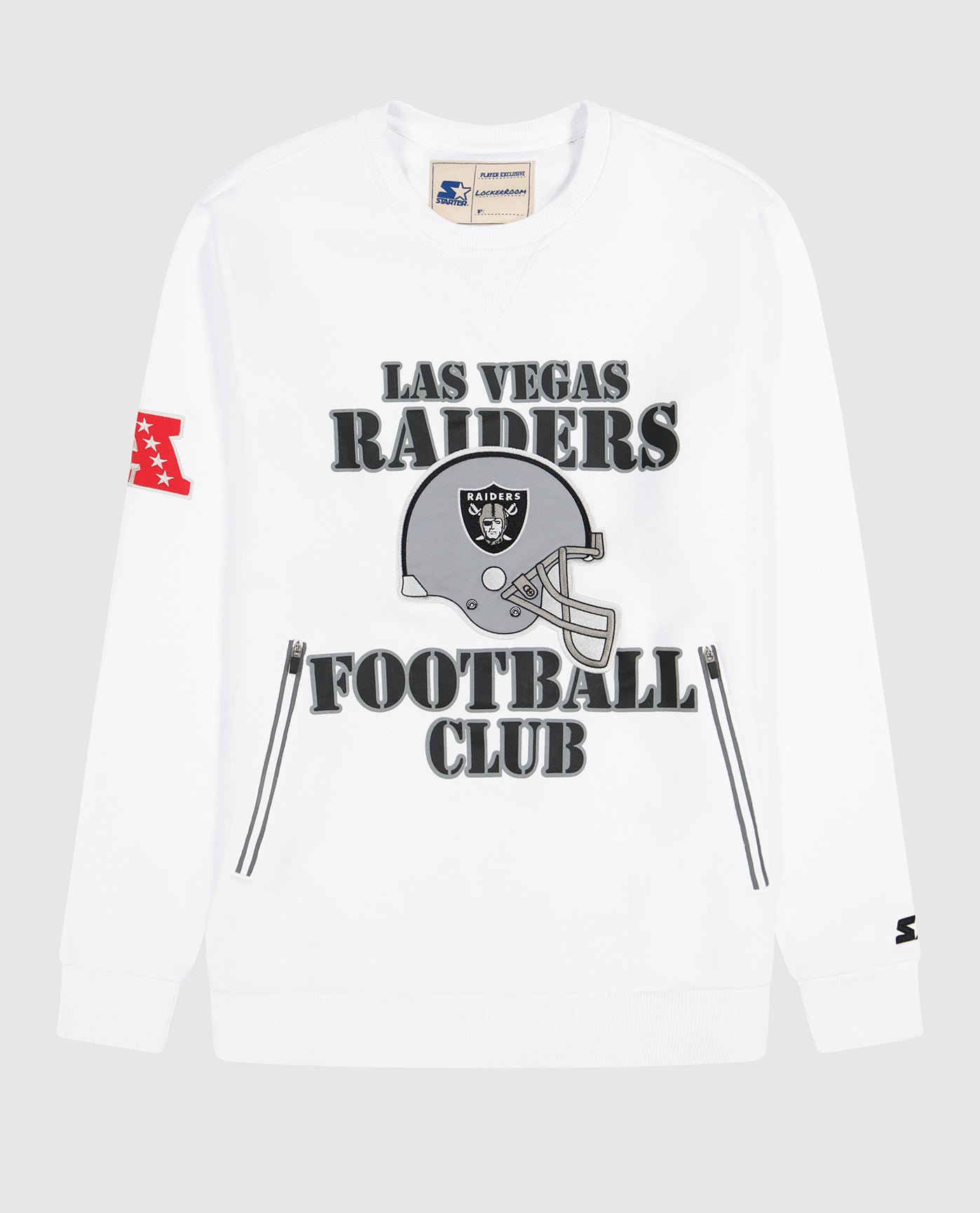 Front of Las Vegas Raiders Crew Neck Sweatshirt | Raiders White