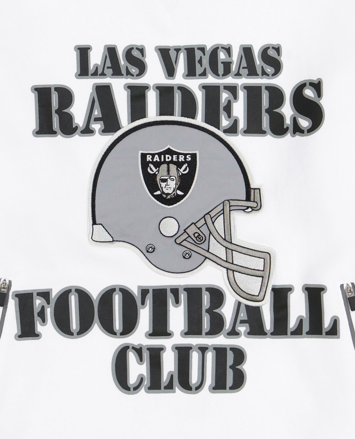 LAS VEGAS  RAIDERS FOOTBALL CLUB writing and helmet logo front | Raiders White