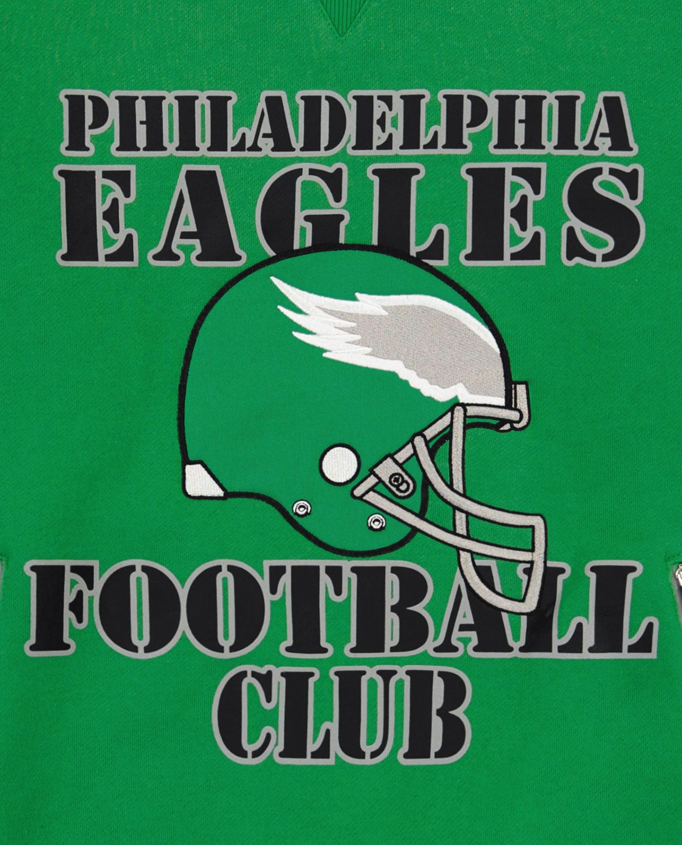 PHILADELPHIA EAGLES writing and helmet logo front | Eagles Kelly Green