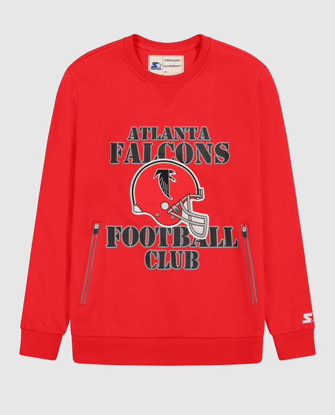 Men's Starter Red Atlanta Falcons Crew Neck Sweatshirt With Zip 