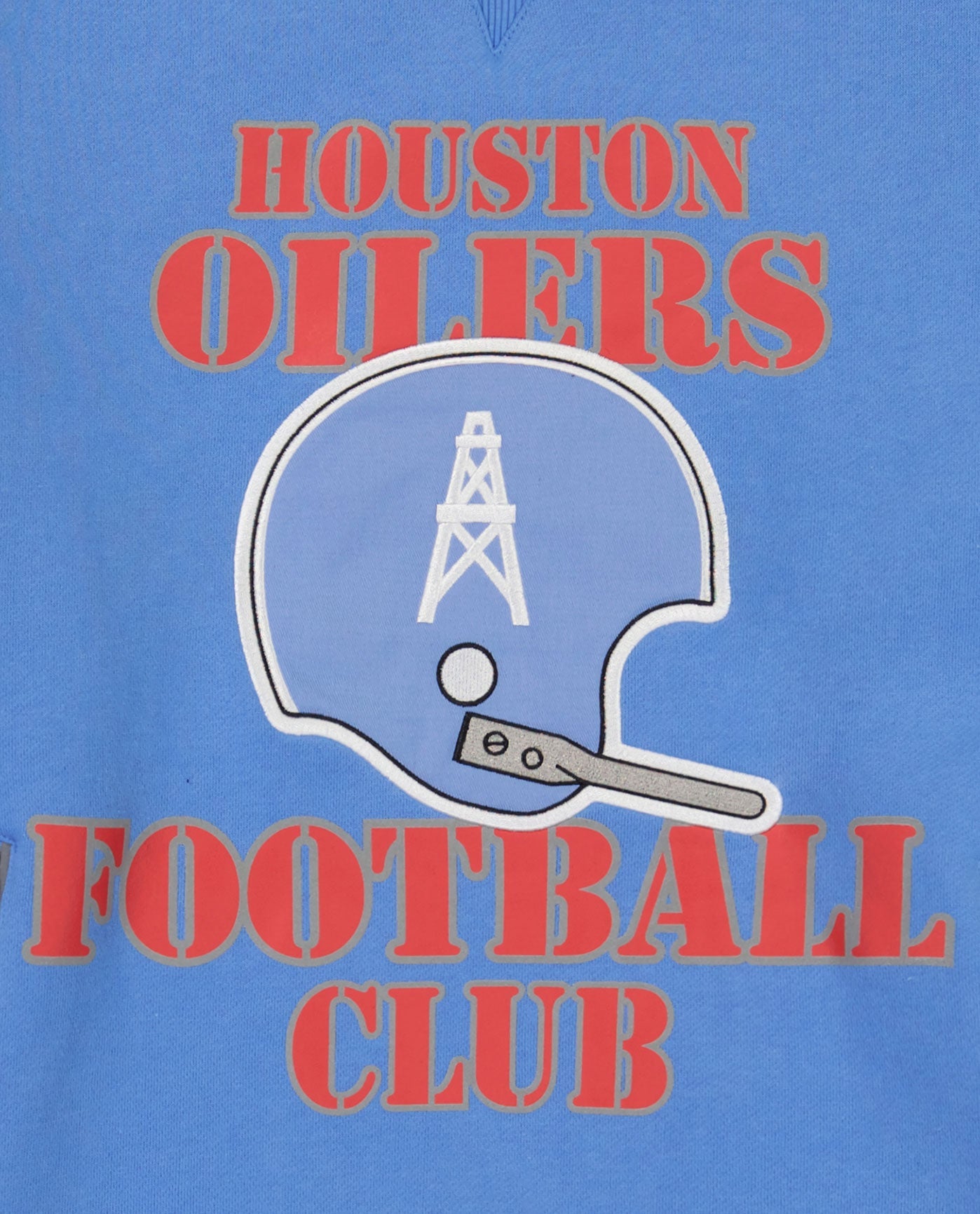 HOUSTON OILERS FOOTBALL CLUBS writing and helmet logo front | Oilers Light Blue