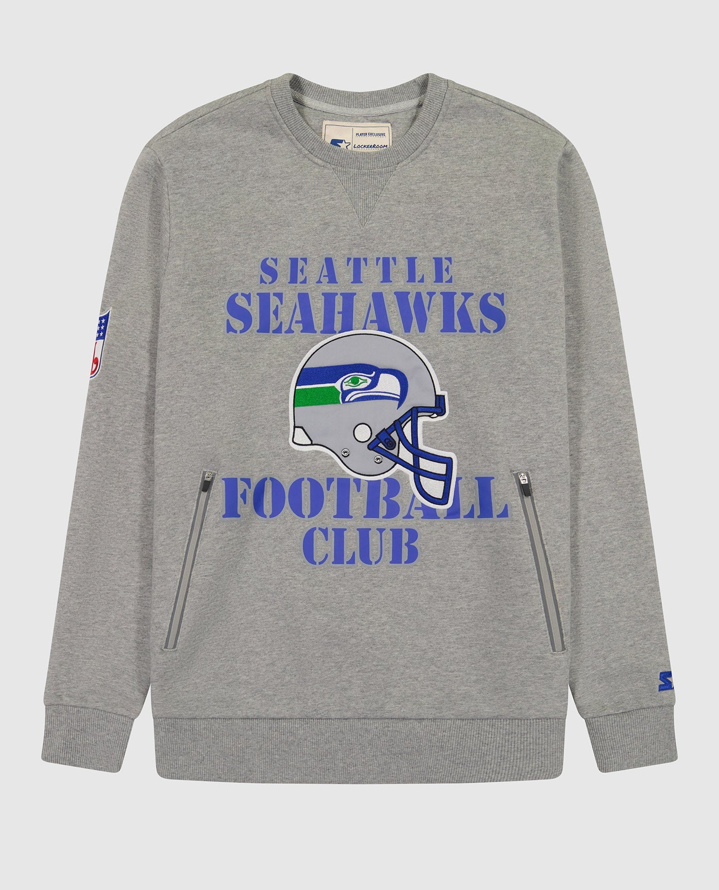 Front of Seattle Seahawks Crew Neck Sweatshirt | Seahawks Heather Grey