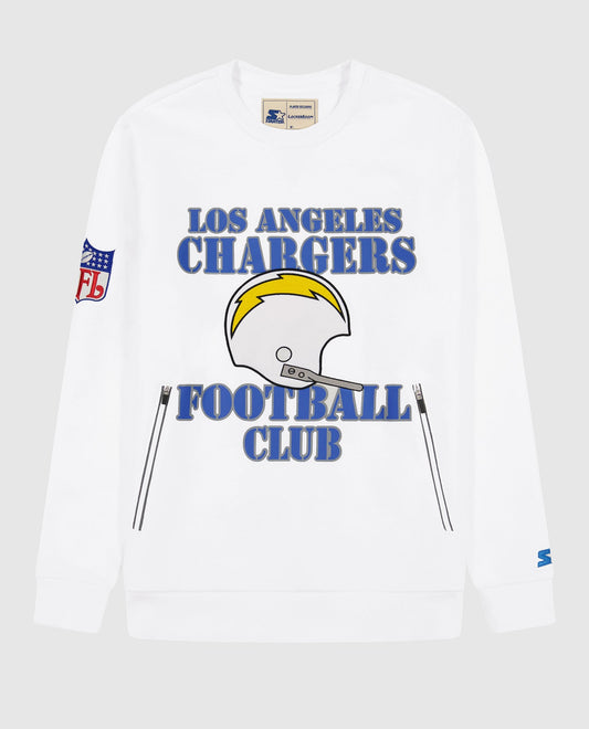 Front of Los Angeles Chargers Crew Neck Sweatshirt | Chargers White