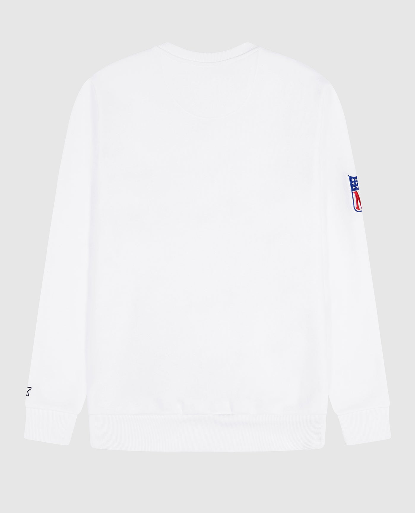Back of New York Giants Crew Neck Sweatshirt With Zip Pockets | Giants White